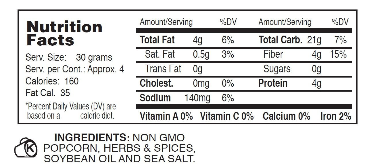 Little Lads Herbal Popcorn, NON-GMO - Maine Made - 5 ounce, 4 count
