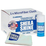 Sheila Shine 12 x 10oz w/Microfiber Cloth Stainless Steel Cleaner and Polish - Cleans, Polishes & Protects Kitchen Appliances, Refrigerators, Sinks