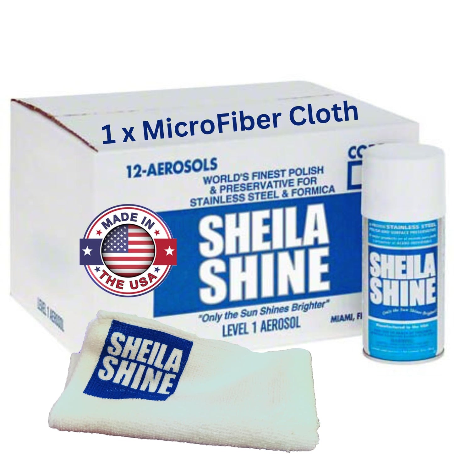 Sheila Shine 12 x 10oz w/Microfiber Cloth Stainless Steel Cleaner and Polish - Cleans, Polishes & Protects Kitchen Appliances, Refrigerators, Sinks