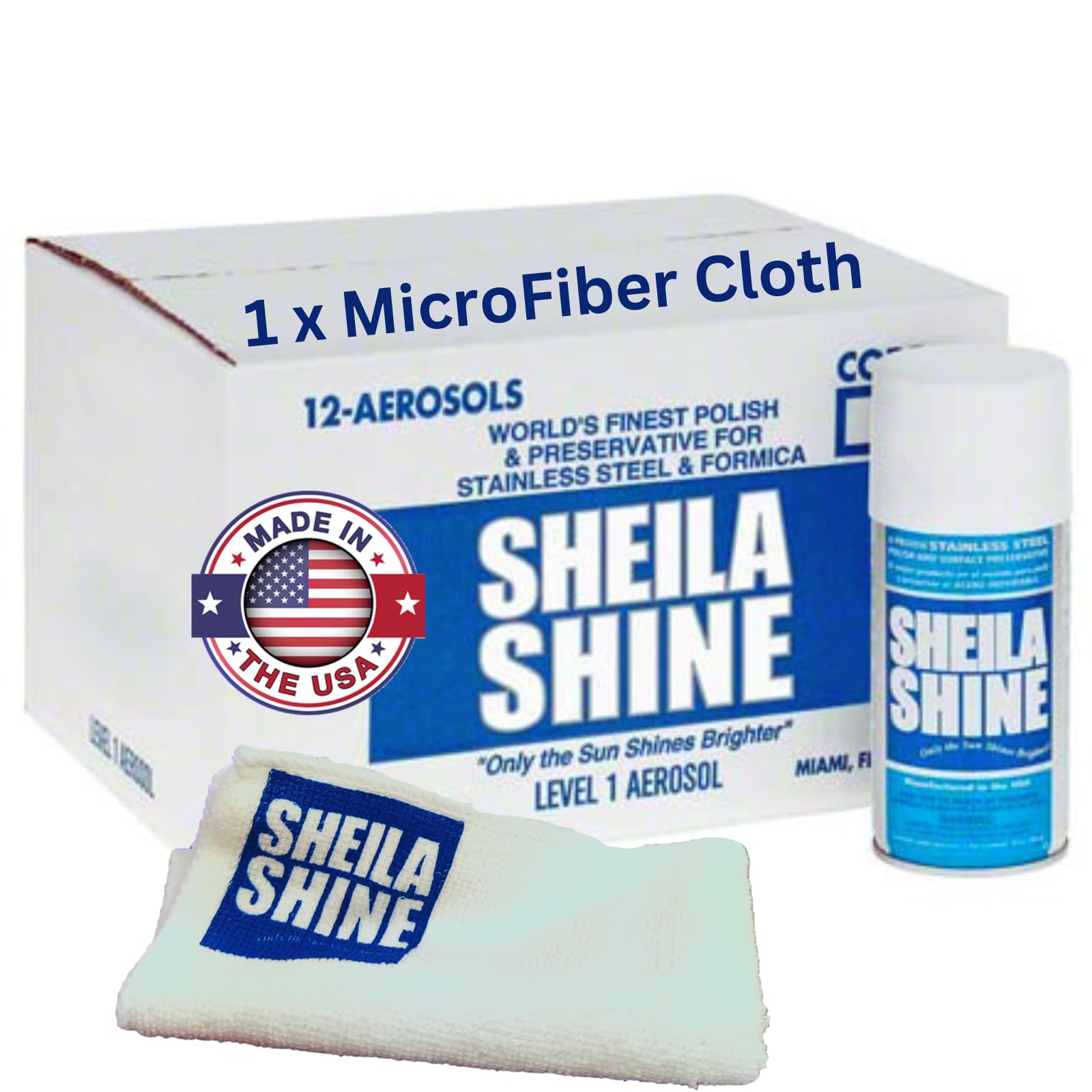Sheila Shine 12 x 10oz w/Microfiber Cloth Stainless Steel Cleaner and Polish - Cleans, Polishes & Protects Kitchen Appliances, Refrigerators, Sinks