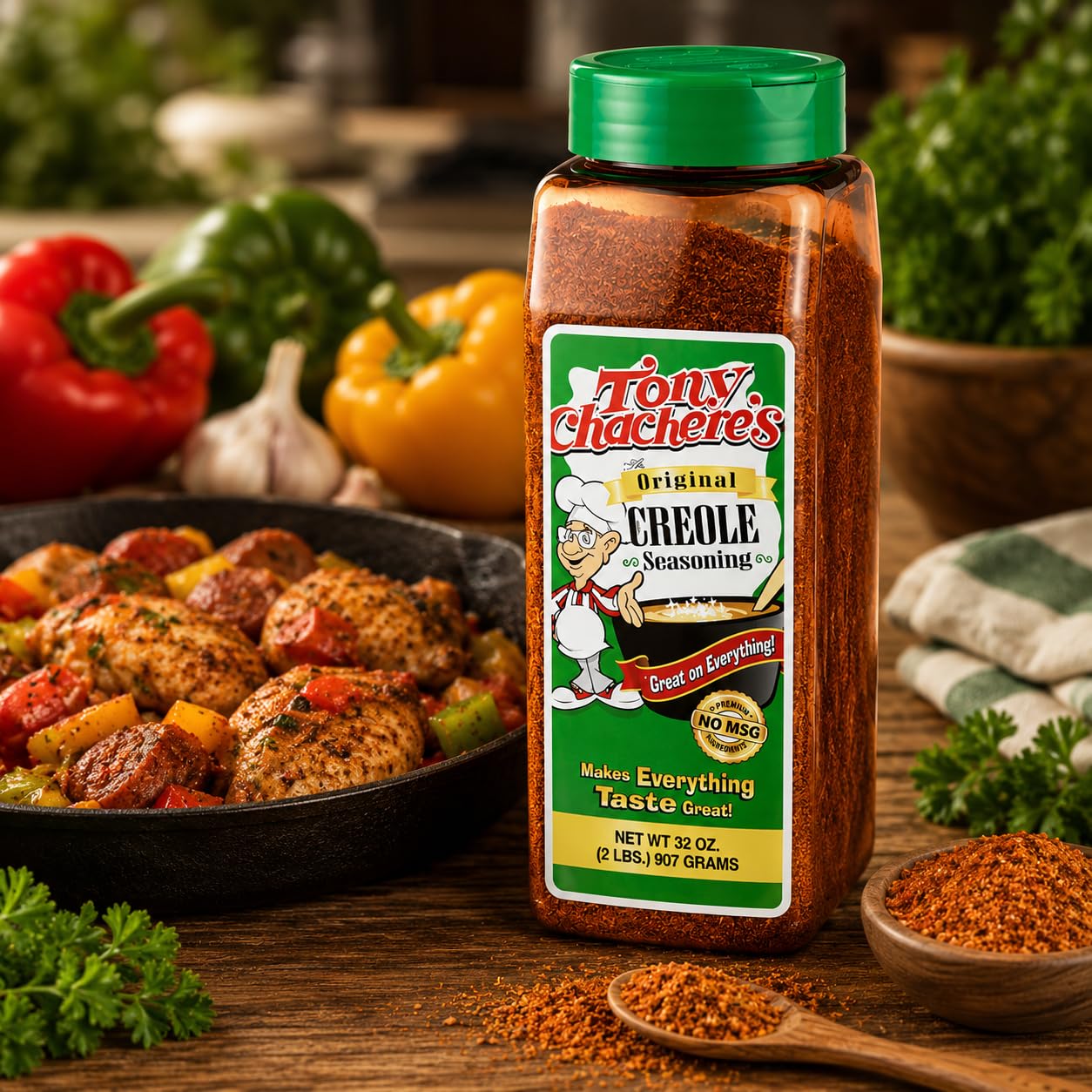 Tony Chachere's Creole Seasoning 32oz (1 Pack with No Salt Packet)