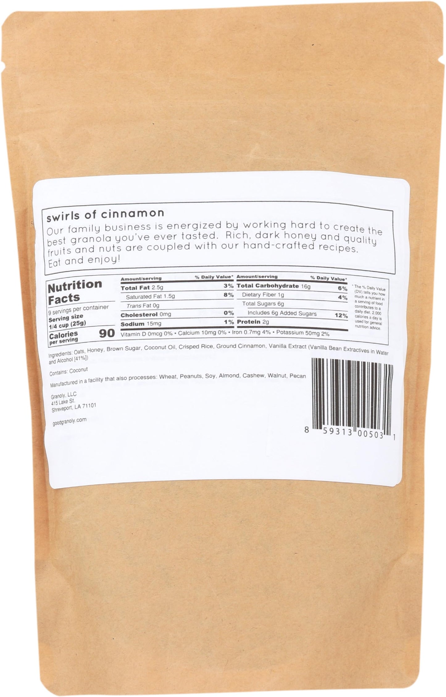 Good Granoly, Granola Cinnamon Swirl, 8 Ounce