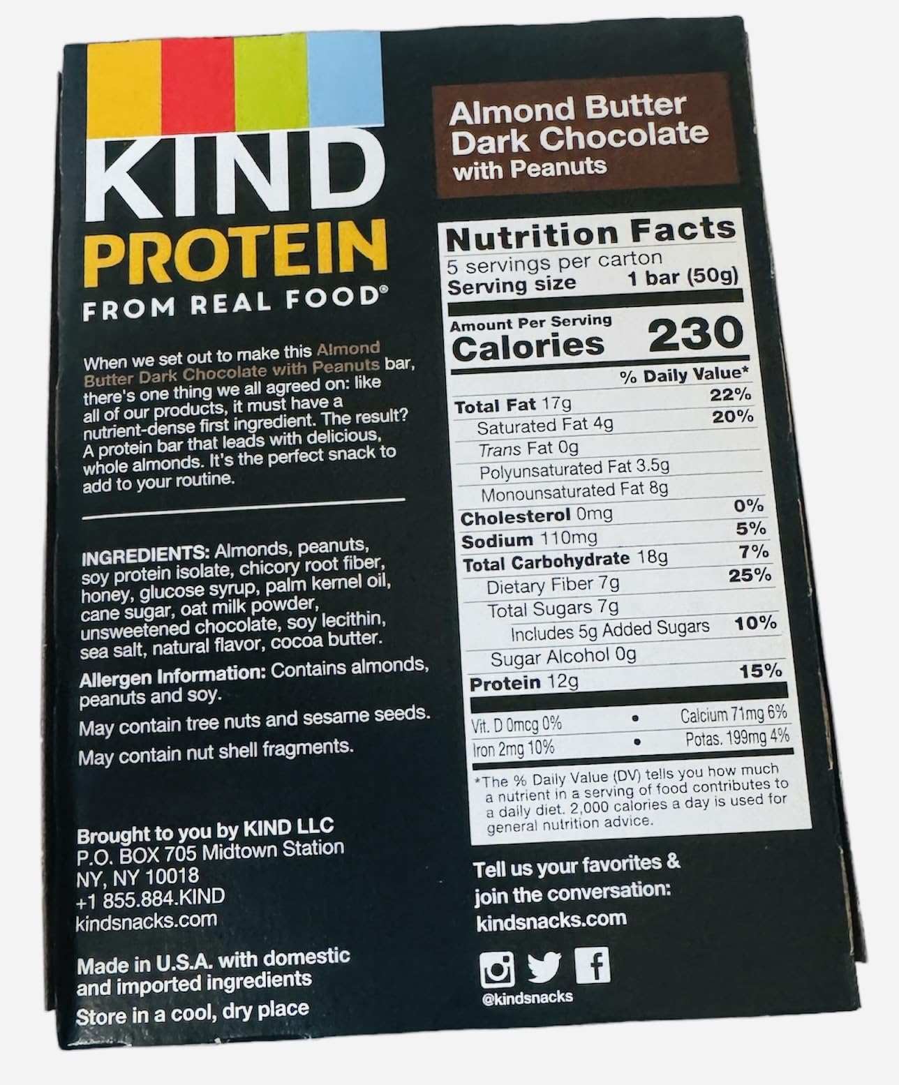 KIND Protein Bars, Almond Butter Dark Chocolate, 5 Bars (Pack of 1)