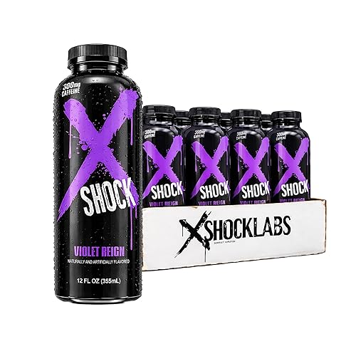 Xtreme Shock XSHOCKLABS RTD Pre-Workout Energy Drink, Violet Reign, Sugar Free, 12 fl oz, Pack of 12 (New Formula)