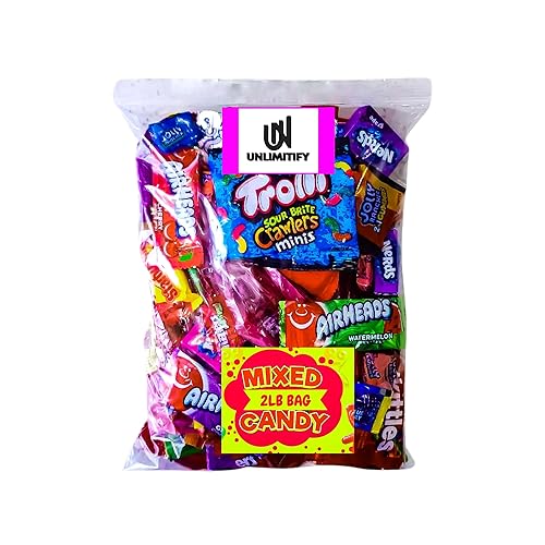 UNLIMITIFY 2 lb Assorted Candy Variety Pack - Bulk Mix for Parties, Piñatas, Goodie Bags, Halloween & Office Candy Bowl - Individually Wrapped