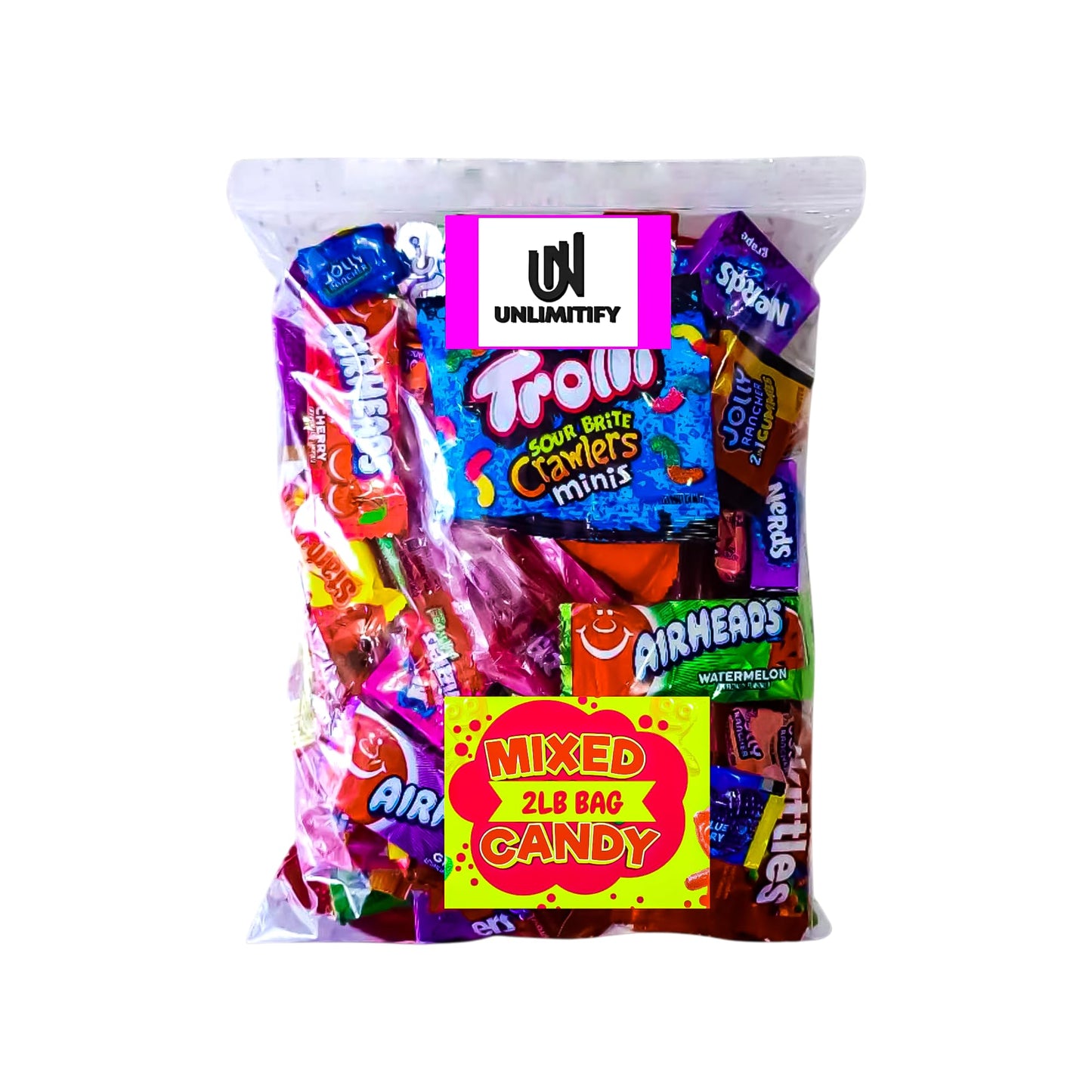 UNLIMITIFY 2 lb Assorted Candy Variety Pack - Bulk Mix for Parties, Piñatas, Goodie Bags, Halloween & Office Candy Bowl - Individually Wrapped