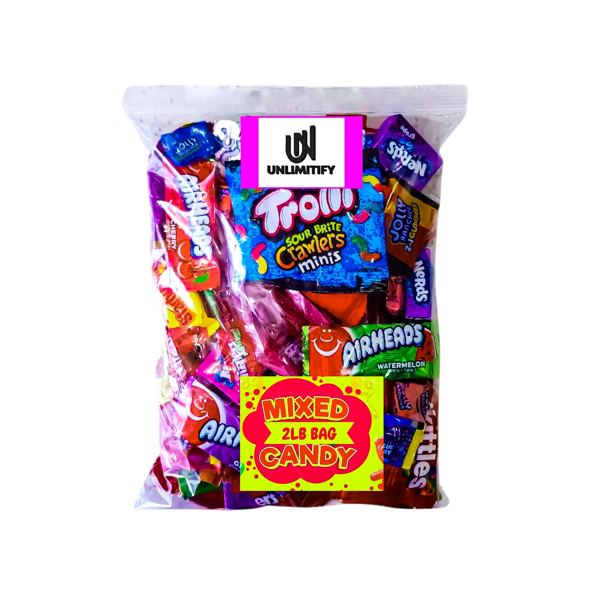 UNLIMITIFY 2 lb Assorted Candy Variety Pack - Bulk Mix for Parties, Piñatas, Goodie Bags, Halloween & Office Candy Bowl - Individually Wrapped