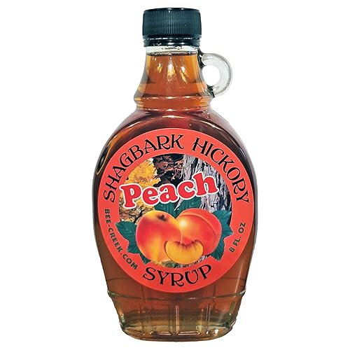 Bee Creek Shagbark Hickory Syrup, Peach Flavor, 8 Fl Oz