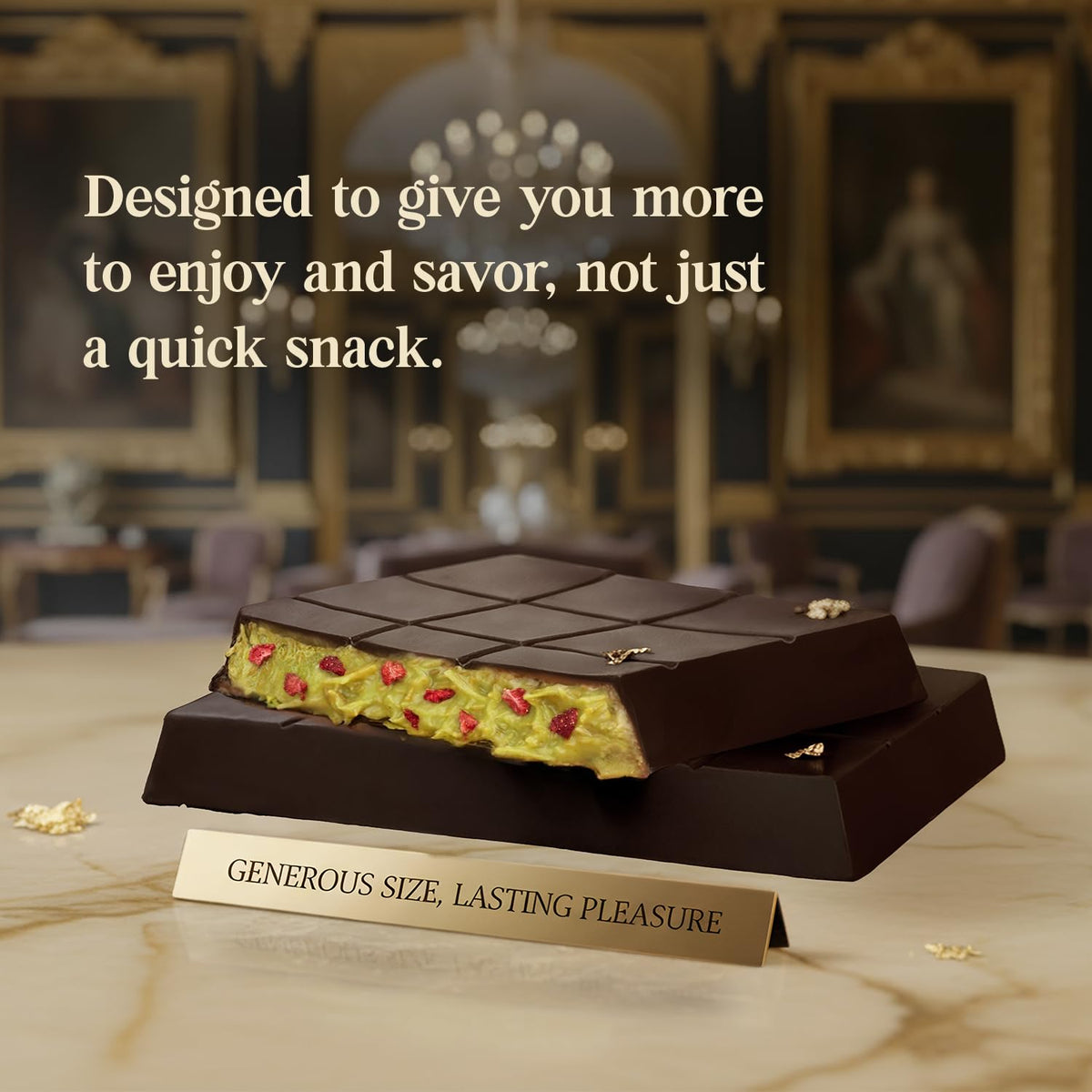Dubai Dark Chocolate Bar with Strawberry - 2.6oz (75g) | Dark Chocolate Dessert with Strawberry | Gourmet Dubai Chocolate Bar | Elegant Gift Chocolate