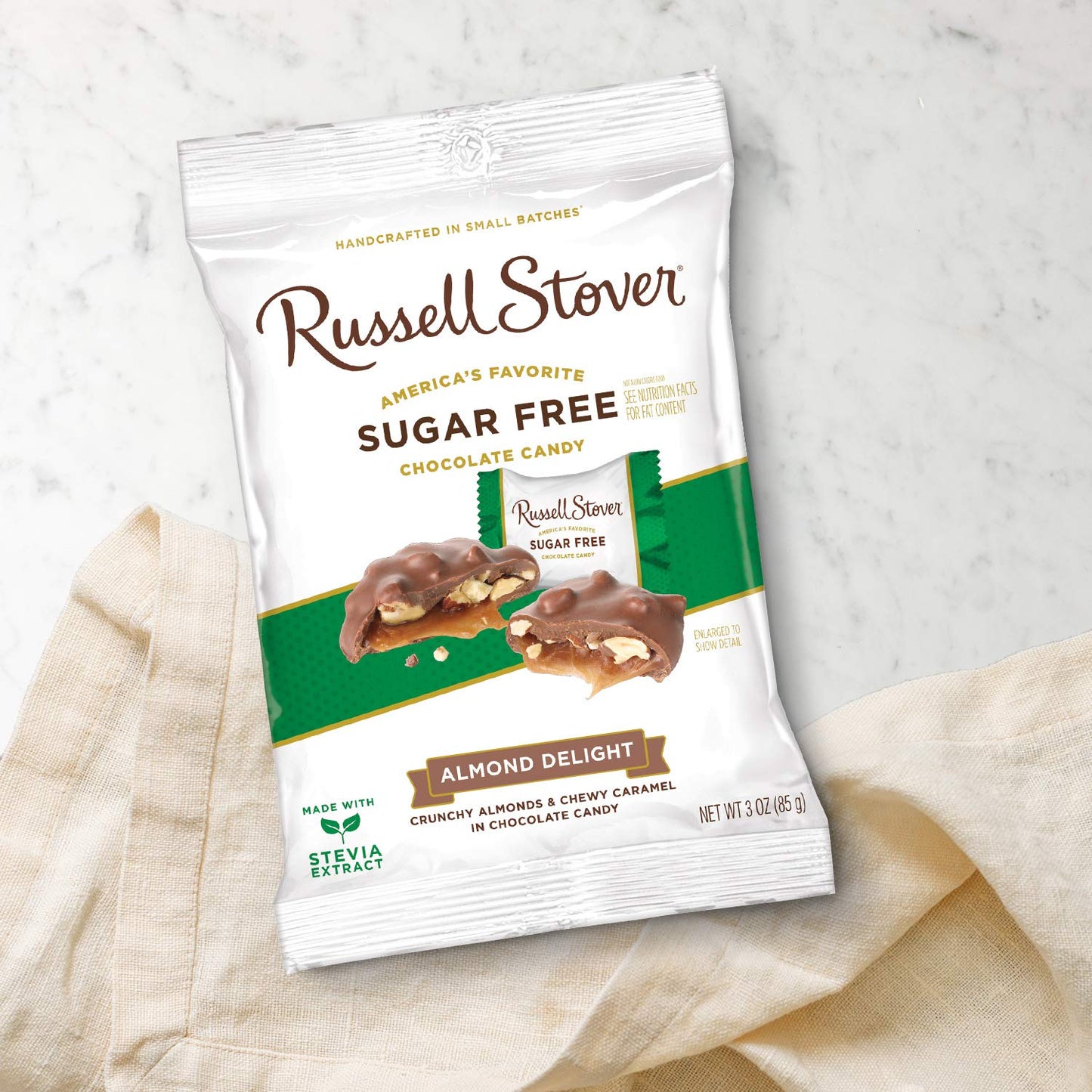 3 pack Sugar Free Pecan Delights/Almond Delight/Dark Chocolate Pecan, 3 oz each