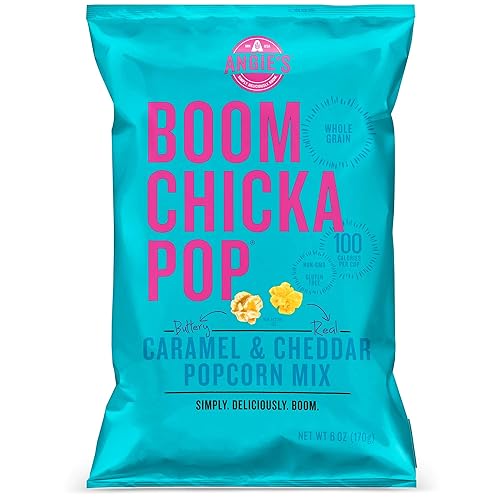 Angie’s BOOMCHICKAPOP Caramel & Cheddar Popcorn Mix, 6 Ounce Bag (Pack of 12 Bags)