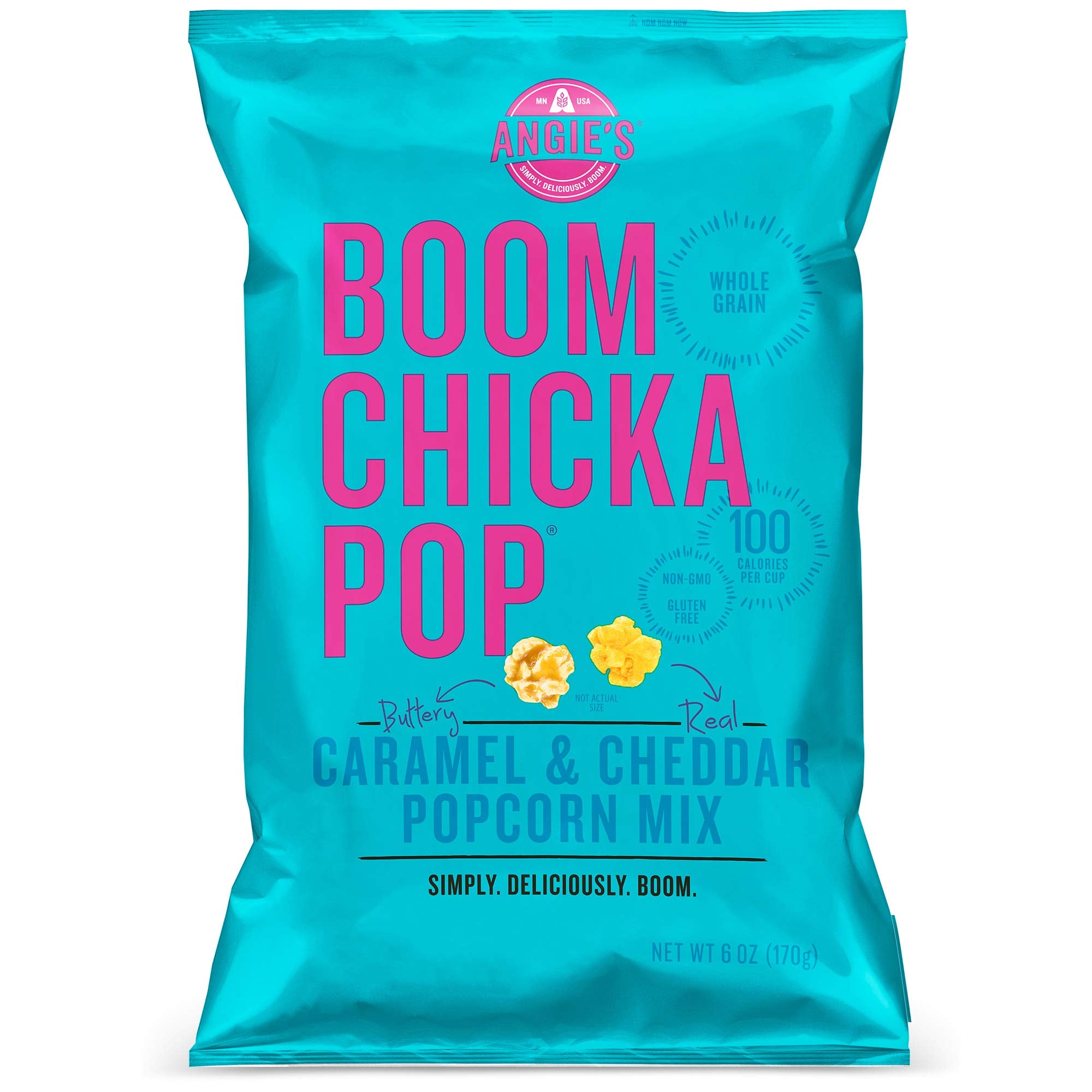 Angie’s BOOMCHICKAPOP Caramel & Cheddar Popcorn Mix, 6 Ounce Bag (Pack of 12 Bags)