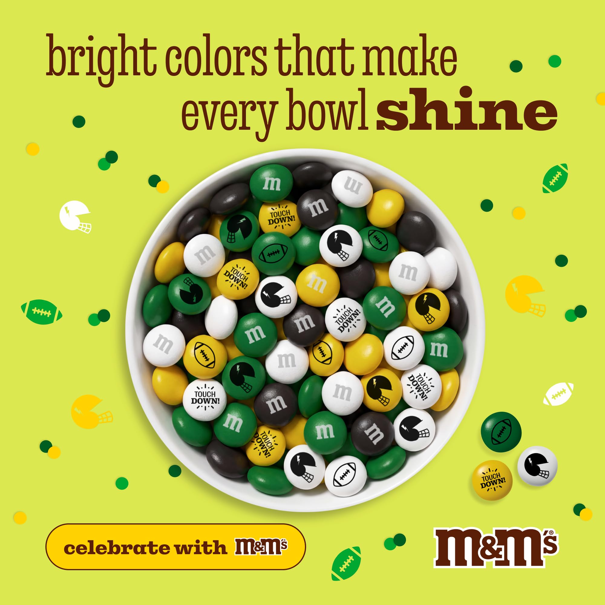 M&M'S WORLD Football Milk Chocolate Candy, 2lb Bulk Candy for Football Party Decor, Gifts, Favors, or Sports Theme Birthday