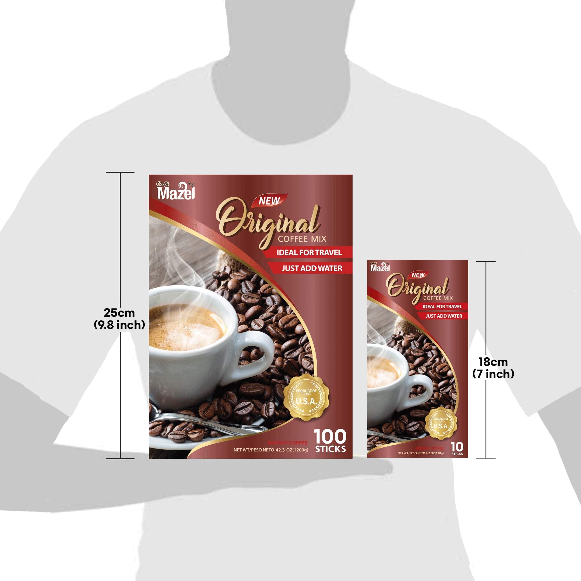 Café Mazel Instant Coffee - Original, Coffee Mix, 3 in 1 Coffee, 100 Sticks