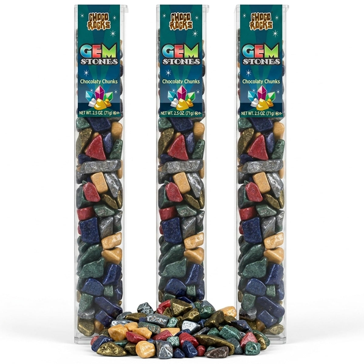 Kimmie Candy ChocoRocks Gemstones, Gem-Shaped Chocolate Candy for Snacking & Cake Decorating | 2.5 oz (Pack of 3) | Gluten-Free