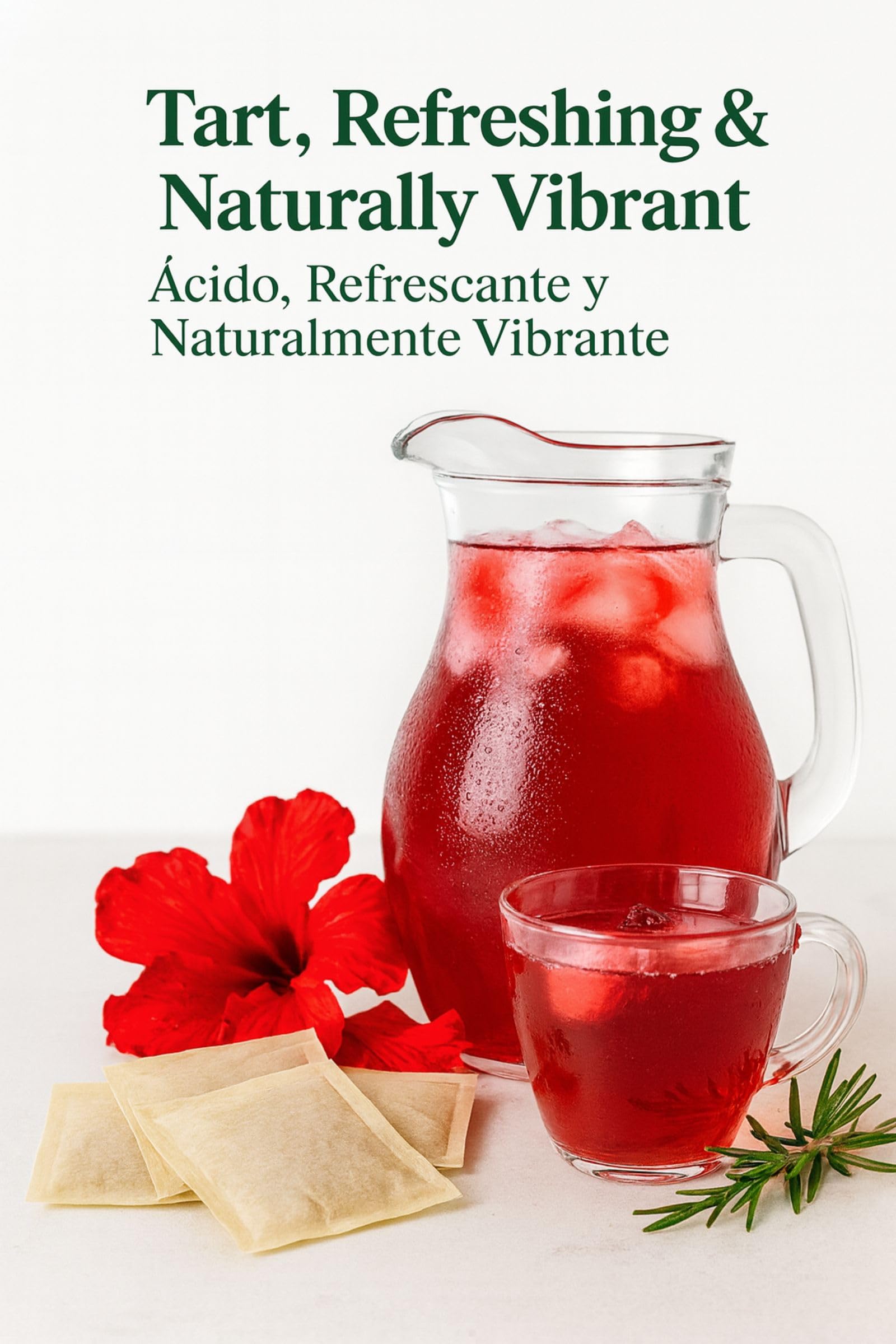 Hibiscus(Jamaica) Premium Flowers Tea Bags - 50 Count (2 g Each) - 100% Natural - Vacuum-Sealed for Freshness - Non-GMO, Sugar-Free, Gluten-Free