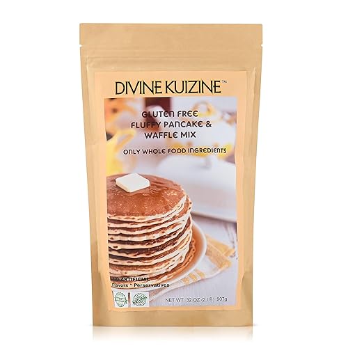 DivineKuizine Fluffy Pancake & Waffle Mix| Gluten free pancake mix| Gluten free Mix| Pancake mix just add milk| Easy to use waffle and pancakes mix 2lbs