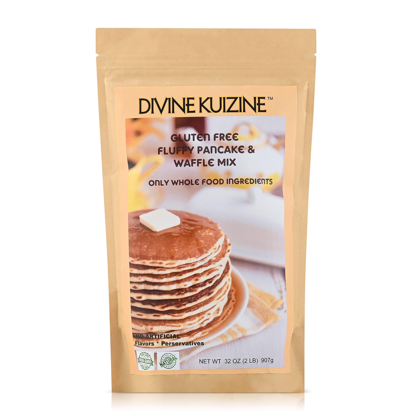 DivineKuizine Fluffy Pancake & Waffle Mix| Gluten free pancake mix| Gluten free Mix| Pancake mix just add milk| Easy to use waffle and pancakes mix 2lbs
