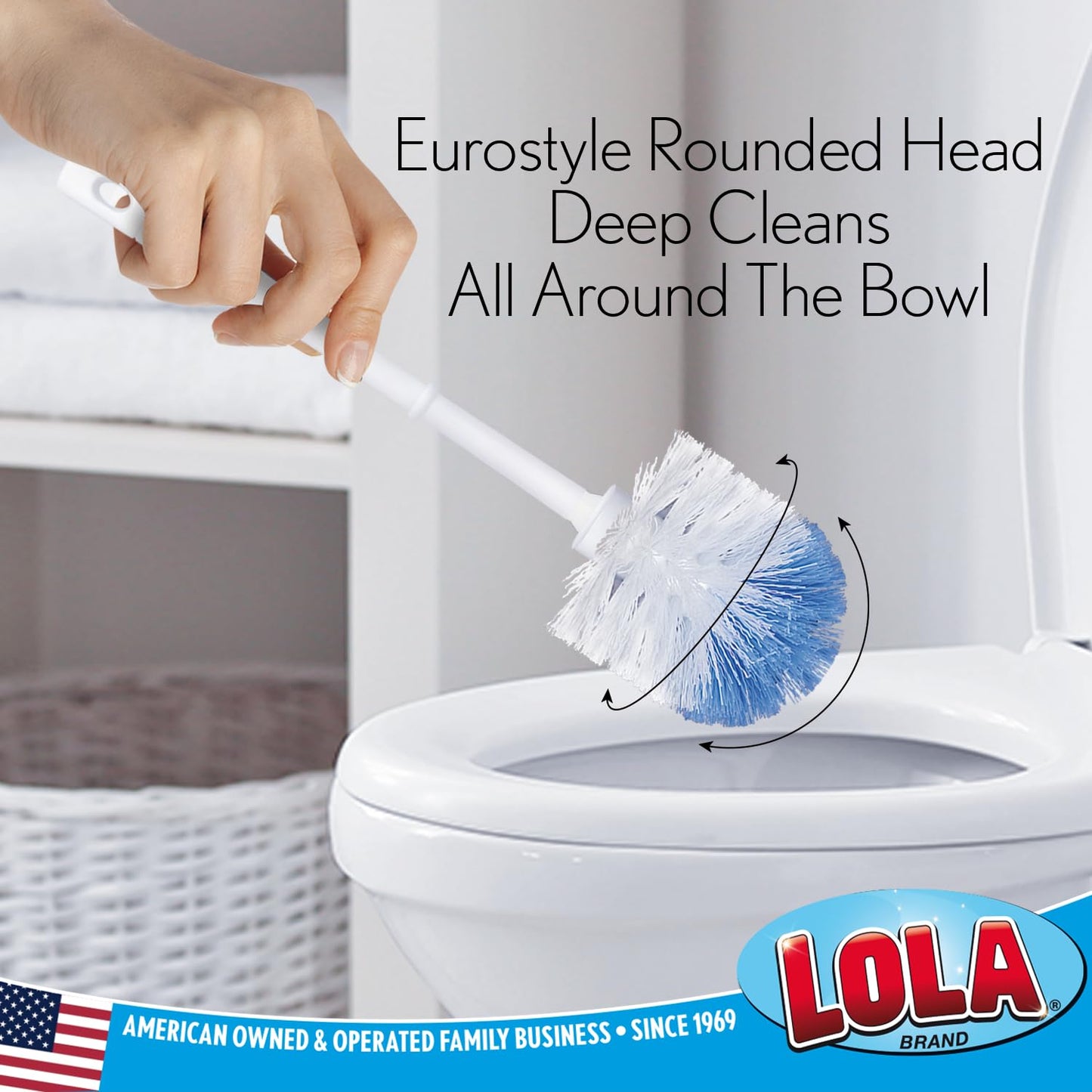 LOLA Classic Toilet Brush, Durable Fiber Stiff Bristles, Compact Size, Non-Scratch, Long-Lasting - 1 Pack