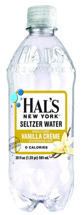 Hal's New York Seltzer Carbonated Vanilla Cream Flavored Sparkling Water, Zero Sugar, Zero Calorie, Zero Carbs, 20 Fl Oz (Pack of 6)