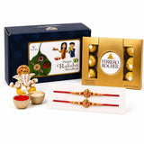 LoveNspire Raksha Bandhan Gift Hamper for Brother & Bhabhi - Includes 2 Designer Rakhi Bracelets, Ganesha Idol, Roli Chawal & Gift Box, Symbolizing