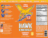 HAWK ENERGY PERFORMANCE - SUNBURST ORANGE - Premium Sugar Free Energy Drink - 12 Pack - 12 oz cans - Focus and Power - 3000mg Creatine, 200mg