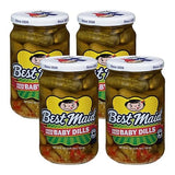Best Maid Products - 24 Ounce Glass Jars Baby - Dill, Kosher, Hamburger Slices, Garlic Bites, Habanero Chips, & Xtreme Hot Pickles (4 Pack, Baby Dill)
