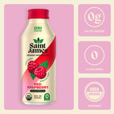 Saint James Iced Tea - Organic Black Tea - Non-GMO, Gluten Free, Zero Calorie, Zero Sugar - Red Raspberry, 12 Pack (16 fl oz each)
