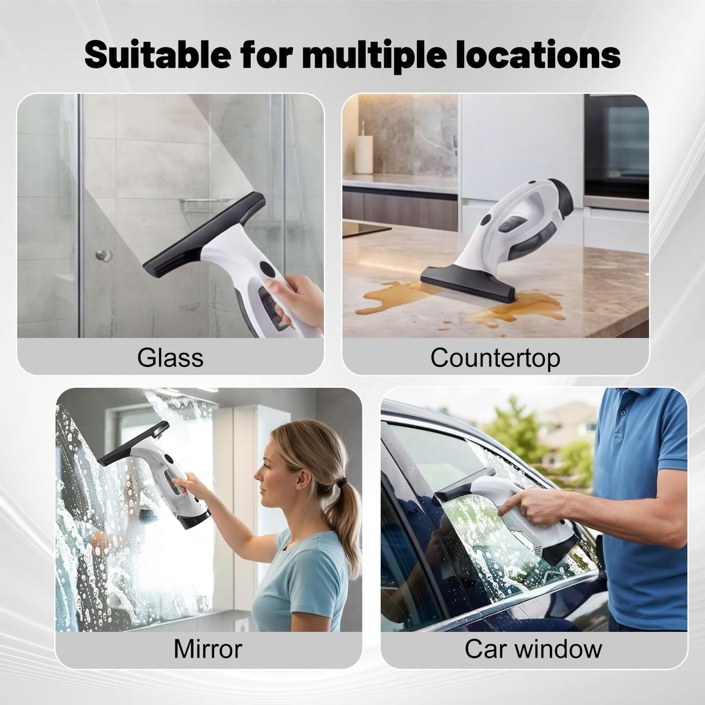 XHalvaen Electric Window Vacuum Squeegee Cordless, 2000Pa Electric Window Cleaner Tool Set, Rechargeable Window Vac, Window Squeegee Electric Cleaning