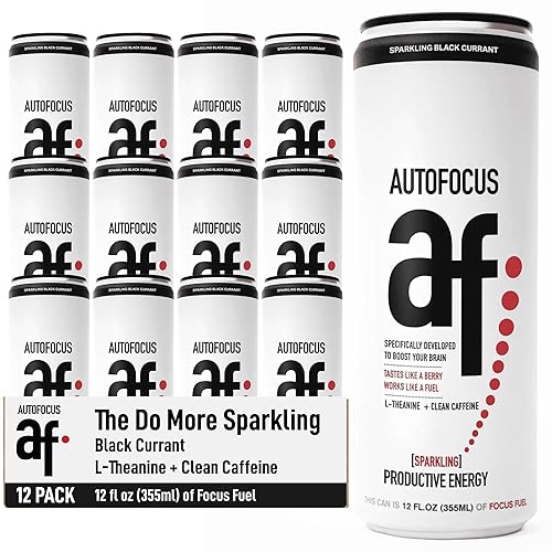 AUTOFOCUS Sparkling Energy Drink - Sparkling Focus Drink with Coffee Fruit & L-Theanine - Clean Caffeine Brain Booster - No Added Sugar Sparkling