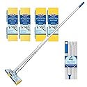 LOLA Squeezematic Butterfly Automatic Sponge Mop, 4 Mop Heads - 2 Foam w/ Cellulose Layer & 2 All Foam, 9" Head w/ Scuff Remover