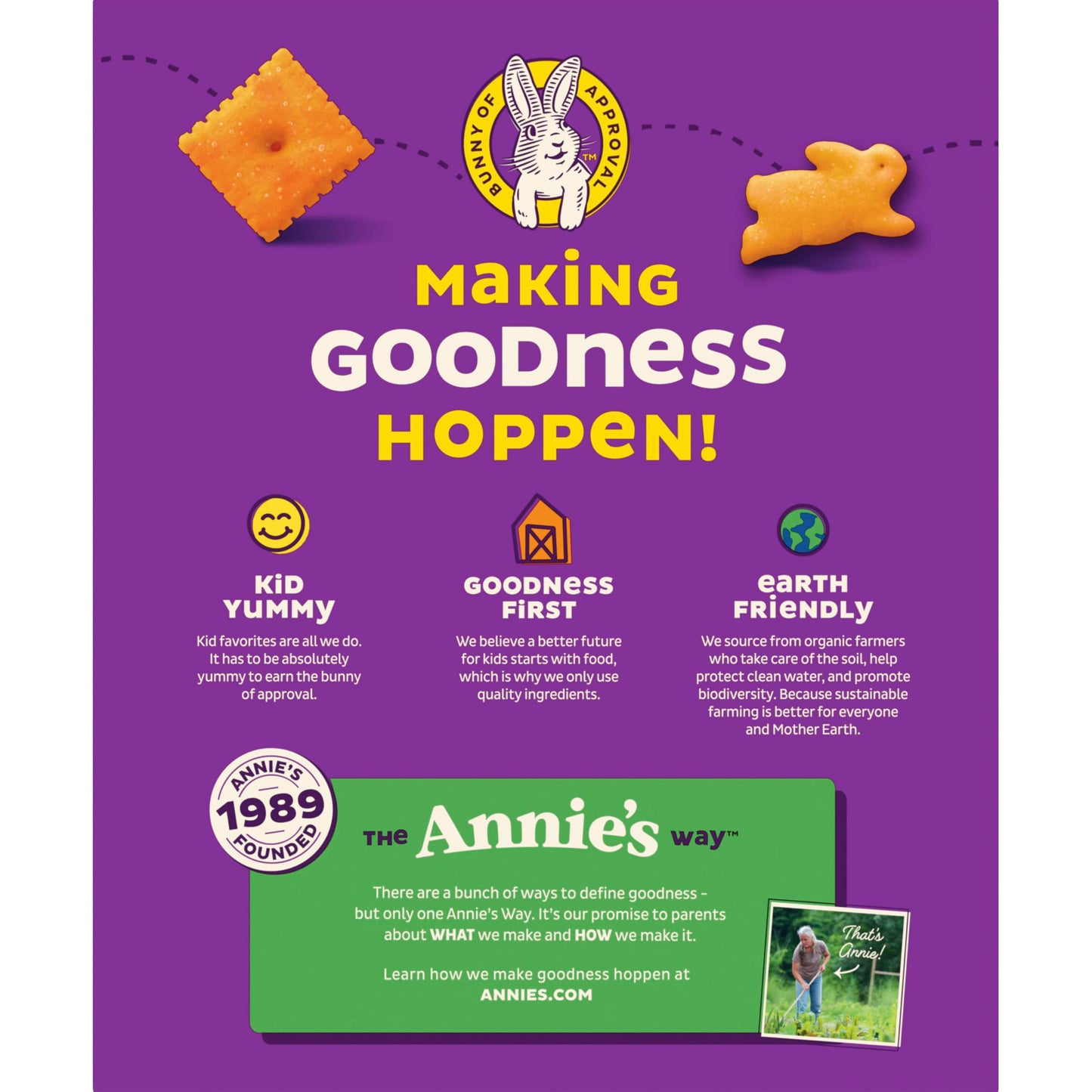 Annie's Homegrown Organic Cheddar Snack Mix, Bunnies Cheddar, 9 Oz