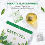 Soeos Green Tea, 6.3 oz (180g), 100 Tea Bags, Refreshing and Fragrant, Sustainably Sourced, Ideal for Hot or Iced Tea, Long-Lasting Freshness