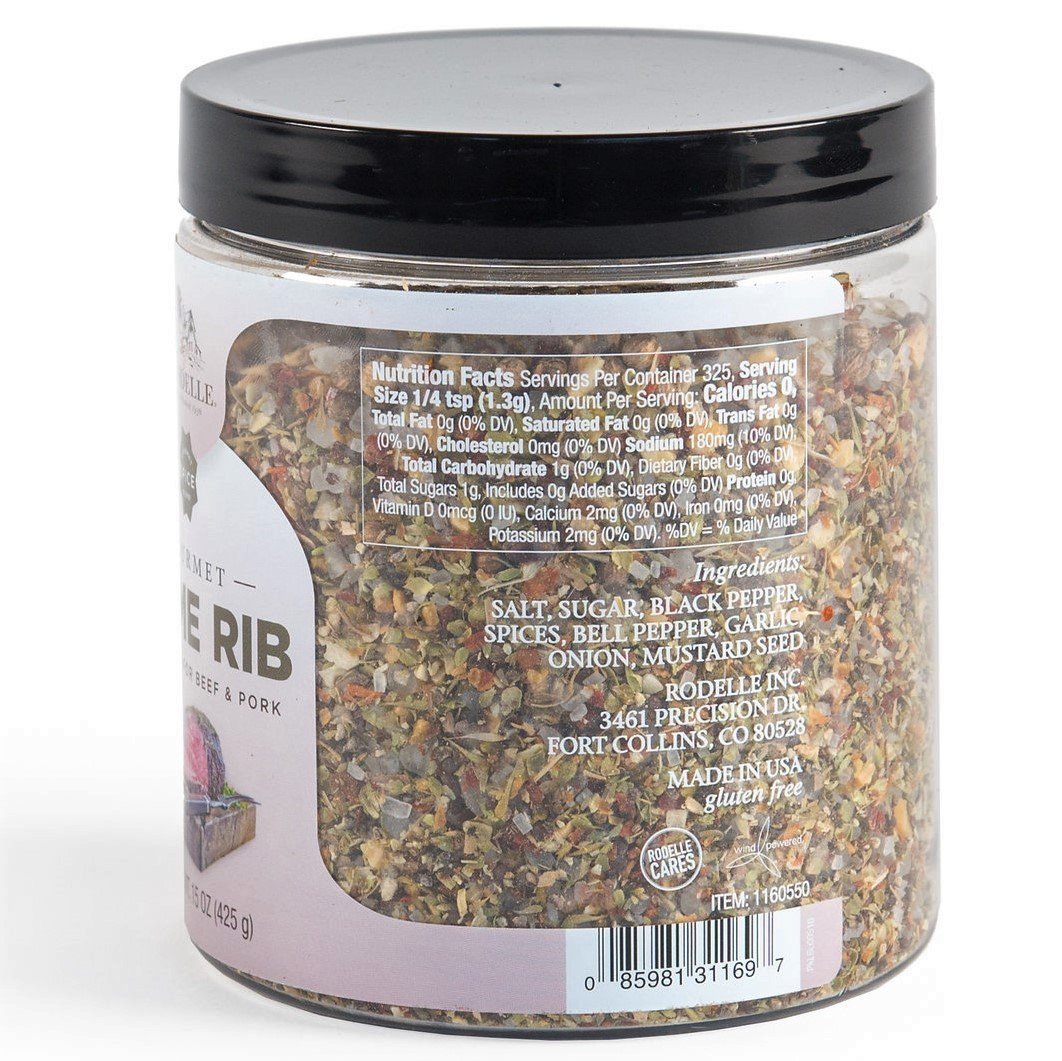 Rodelle Gourmet Prime Rib Seasoning, Dry Rub, Gluten Free, Kosher, 15 Oz.
