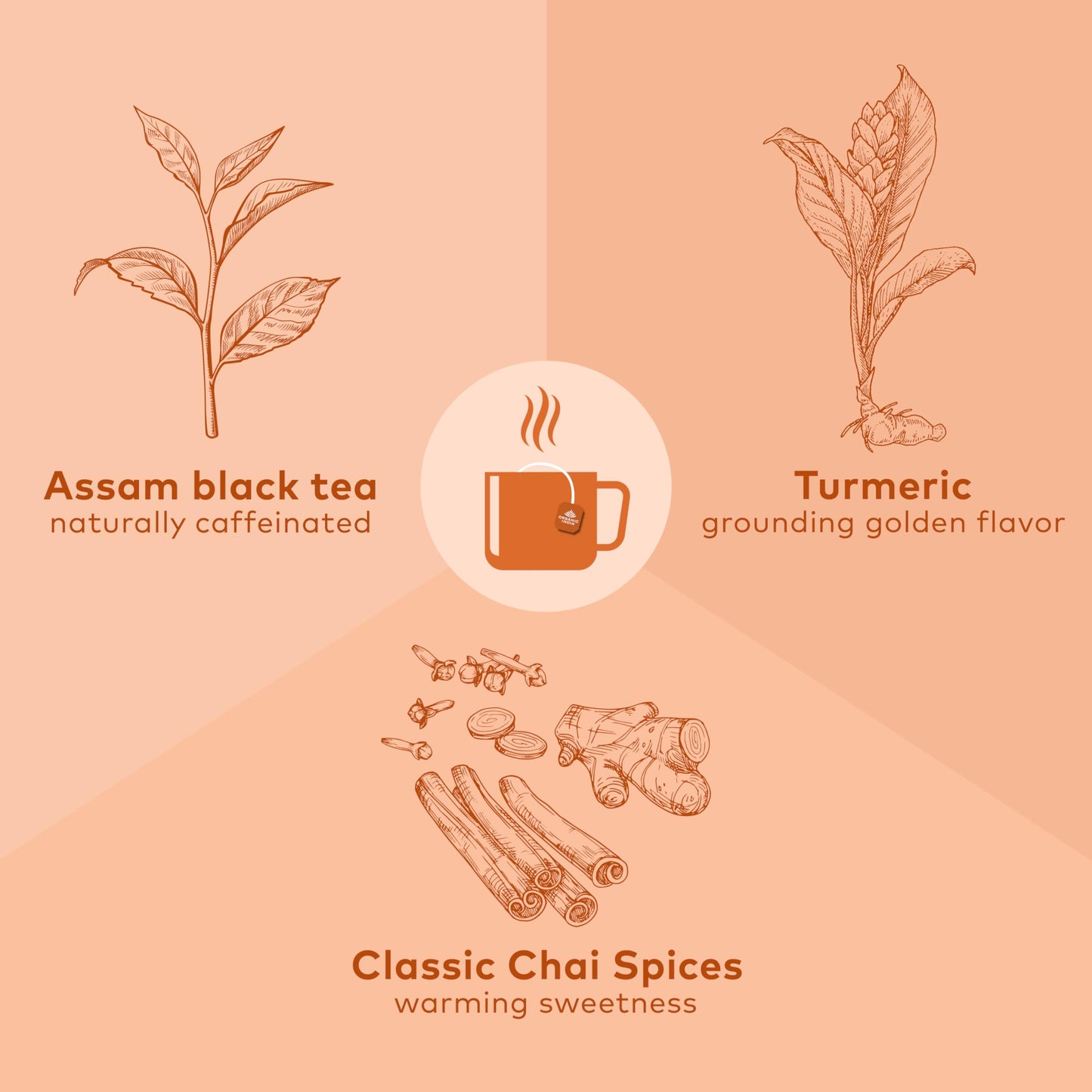 ORGANIC INDIA Tulsi Turmeric Chai Tea - Herbal Tea Bags with Caffeine, Ginger Root, Cinnamon, Holy Basil, Stress Relieving and Energizing, Immune