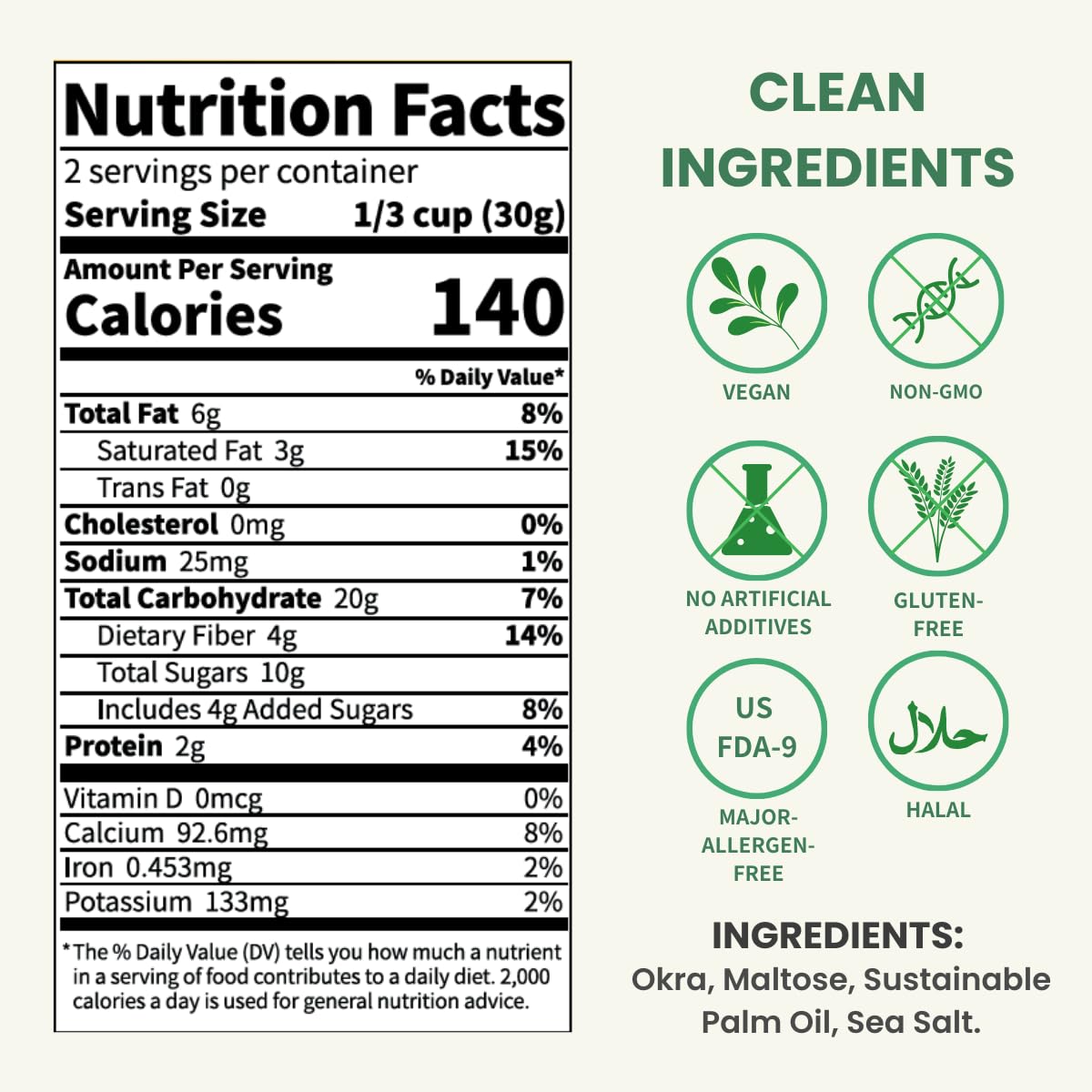 Terraland Okra Crispy Cubes-Sea Salt, Crispy & Crunch, Vegan, No Additives, Idea for Snacking or Pairing with Salad and Cereal 2oz Bag - Pack of 2