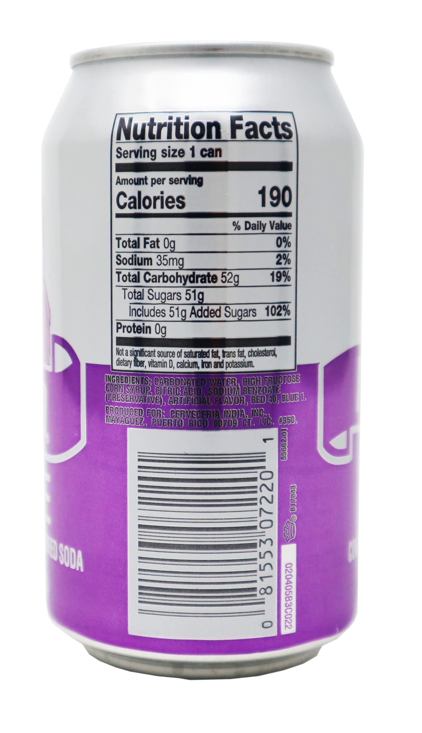 India Grape Soda - Puerto Rico's Original Grape Soda 12 Pack