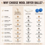 NordVale Wool Dryer Balls, 6 Pack XL Premium 100% New Zealand Wool, Reusable Natural Fabric Softener for 1300+ Loads, Helps Reduce Drying Time, Static