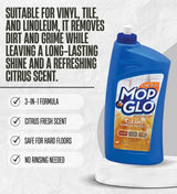 Mop & Glo Citrus Scent Floor Cleaner Liquid 32 oz Bundle with Microfiber Cloth - Citrus Scented Floor Cleaner for Wood and Hard Floors - Gift Set (2