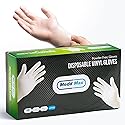 MEDD MAX Disposable Vinyl Gloves Powder Free Non Latex Allergy Free, Clear Multi-Purpose Heavy Duty Super Strength Plastic Rubber Vynil Cleaning