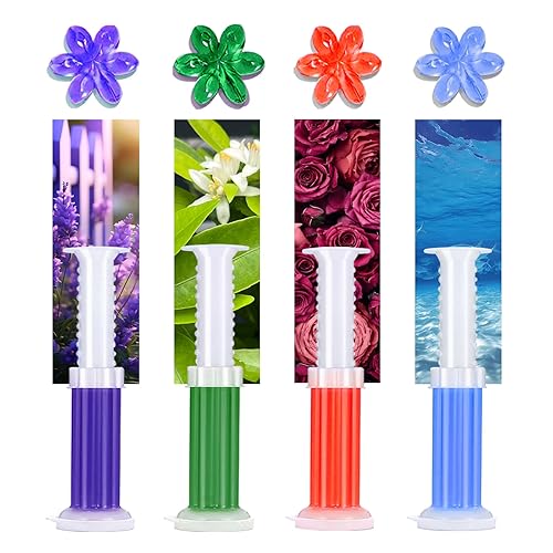 EKE 4 Pack Flower Toilet Gel Stamp Long Lasting Fragrance Anti Limescale Odor Removal Cleaner For Bathroom