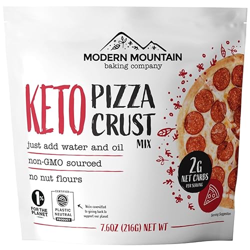 Keto Pizza Crust - Low Carb and Keto Friendly - Only 2g Net Carbs - Incredible Taste and Texture - Zero Sugar - Just Add Water and Oil - Keto Has Never Been So Easy - Keto Food - No Almond Flour - Non-GMO Sourced (7.6oz Mix) (1-Pack)