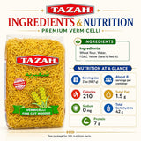 Tazah Vermicelli Noodles 15.87oz (450g) - Delicious, Nutritious, Quick-Cooking, Versatile Pasta - Ideal for Soups, Salads, Stir-Fry Dishes - Authentic