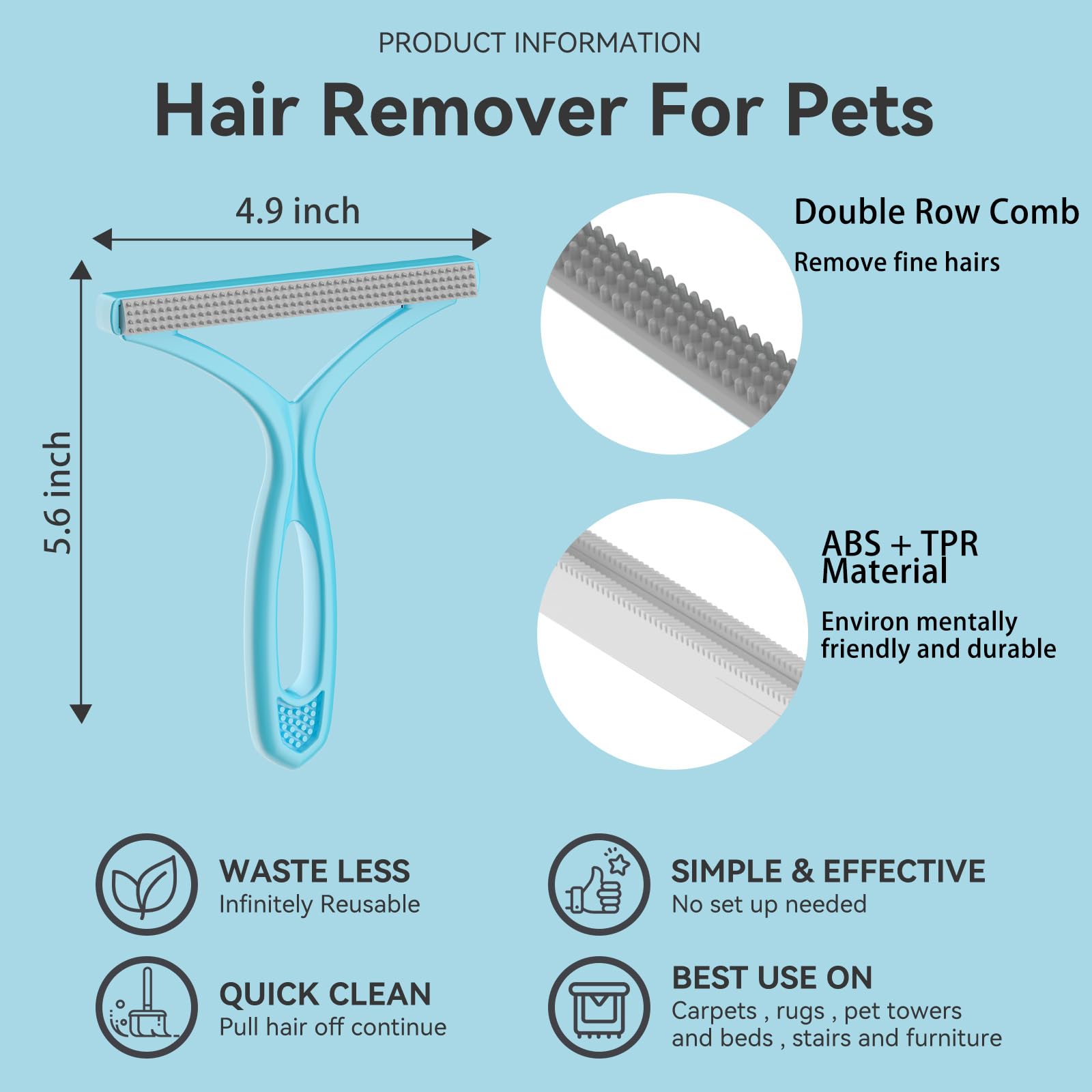 Pet Hair Remover, Dog and Cat Hair Remover, Wool Hair Remover, Carpet Rake for Pet Hair Removal, Carpet Rake, Pile Brush, Hand Shaver for Carpets, Car