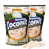 Philippine Brand Premium Dried Coconut Strips and Chunks - 2 Pack -18 oz Natural Young Coconut Meat Snacks from the Philippines - Healthy Filipino