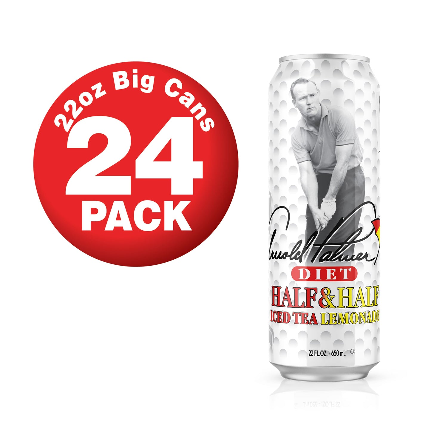 AriZona Diet Arnold Palmer Half and Half - Big Can, 22 Fl Oz (Pack of 24)