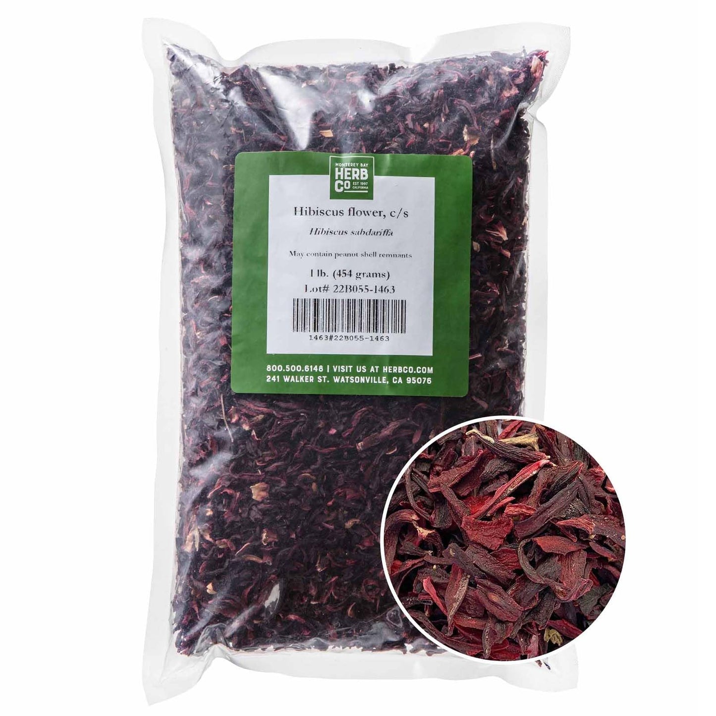 Organic Hibiscus Flower Cut & Sifted, by Herb Co, Hibiscus Sabdariffa, from Germany & Egypt, Kosher, for Hot or Cold Beverages, Tea, Jams, Baked
