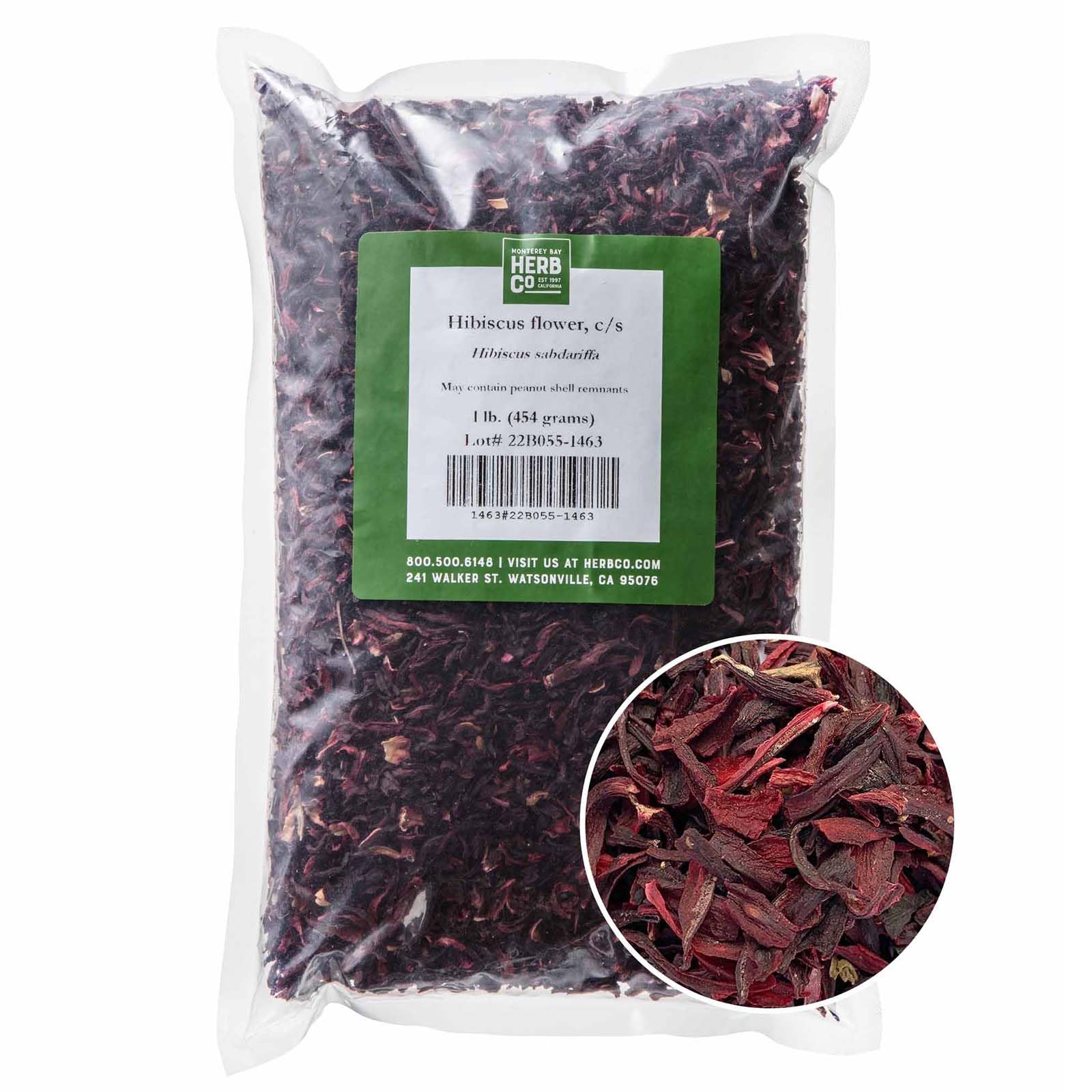 Organic Hibiscus Flower Cut & Sifted, by Herb Co, Hibiscus Sabdariffa, from Germany & Egypt, Kosher, for Hot or Cold Beverages, Tea, Jams, Baked