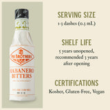 Fee Brothers Habanero Cocktail Bitters - Aromatic Cocktail Mixer & Concentrated Flavoring, Gluten Free, Vegan-Friendly, 5 fl oz