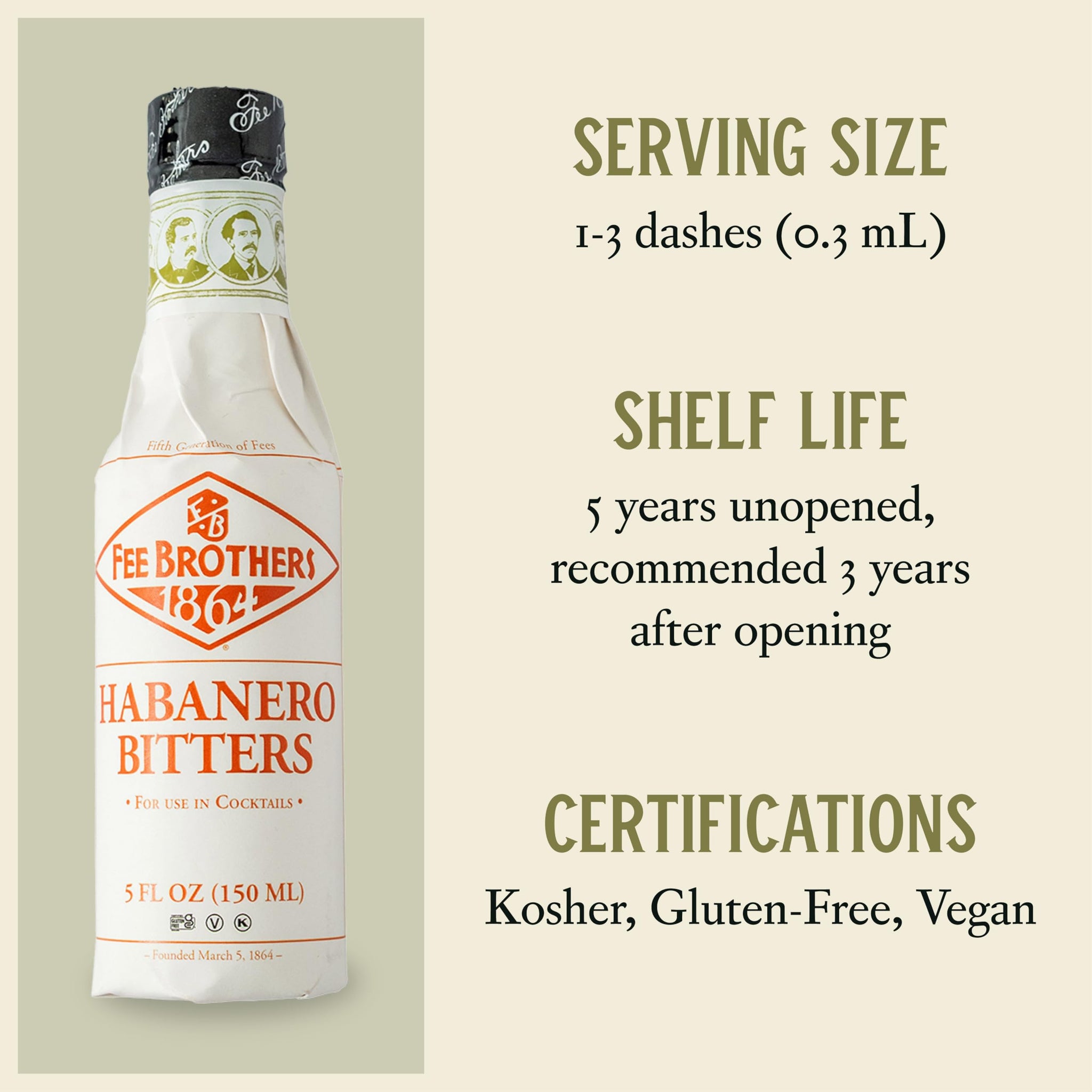 Fee Brothers Habanero Cocktail Bitters - Aromatic Cocktail Mixer & Concentrated Flavoring, Gluten Free, Vegan-Friendly, 5 fl oz